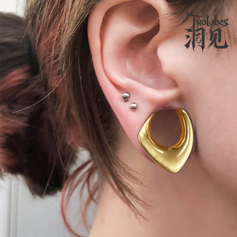 Twolobes洞见马鞍耳扩耳钉扩耳器耳洞撑大欧美风个性耳环钛钢耳饰
