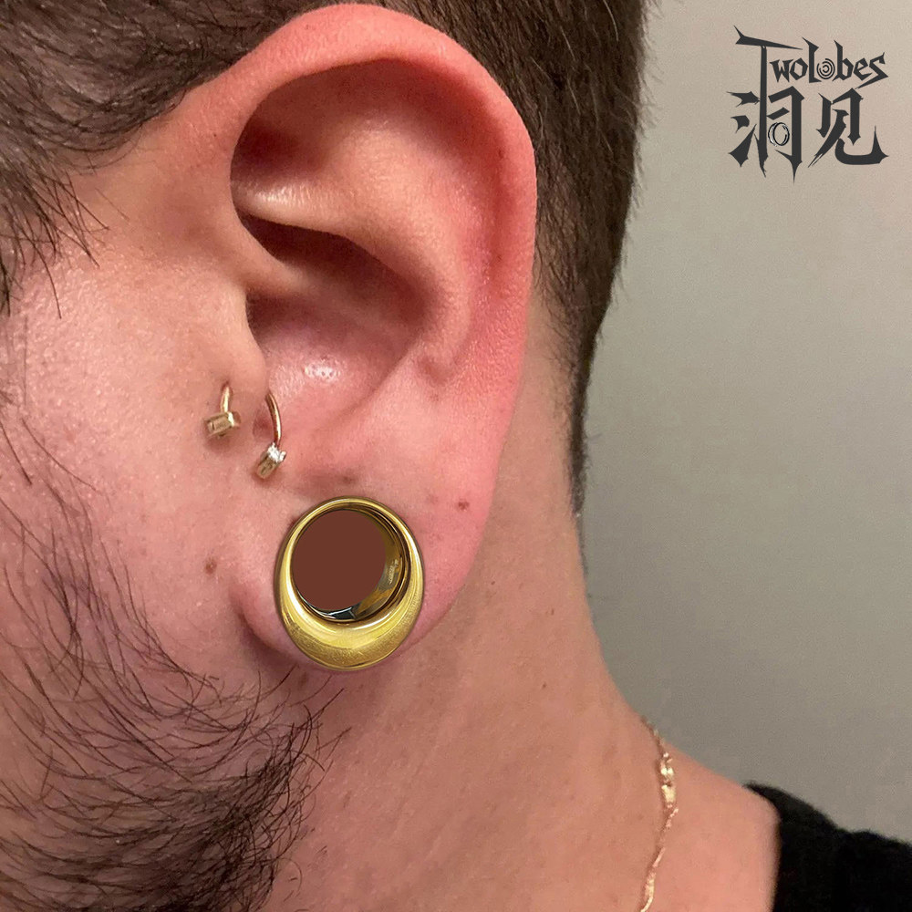 Twolobes钛钢防过敏大喇叭耳钉