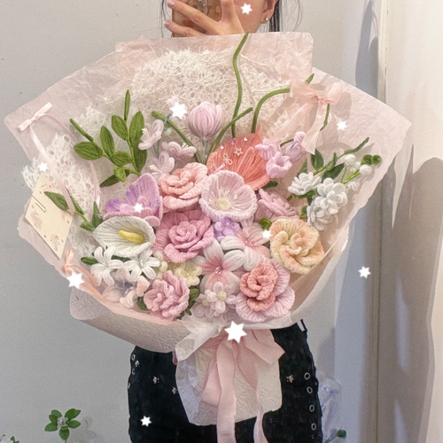 扭扭棒花束手工编织自制玫瑰仿真花母亲节礼物成品