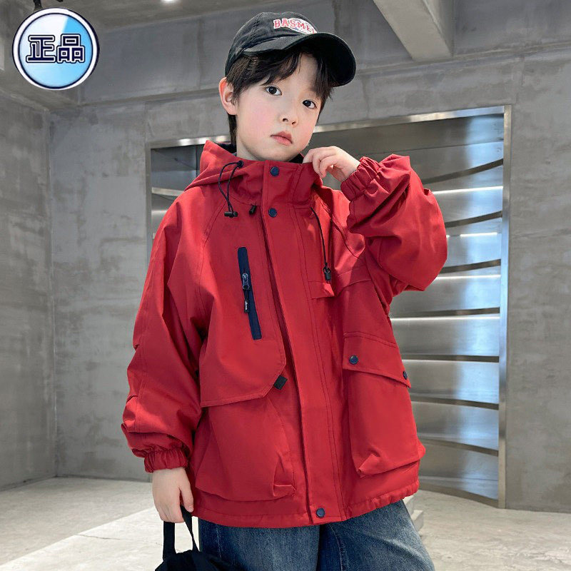 品牌正品男童工装外套春秋款2026新款春季中大儿童冲锋衣春装上衣