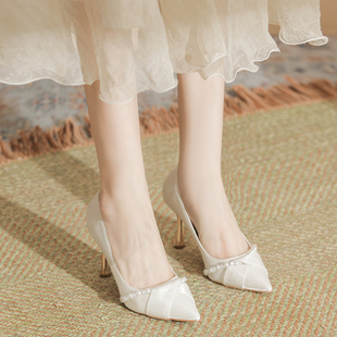 新娘鞋 大码 细跟加肥加宽婚鞋 41一43绝美高跟鞋 婚纱秀禾两穿 女鞋