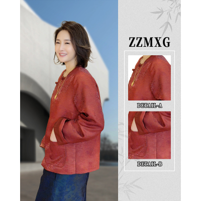 【珍珍休闲】赤绫衔扣新中式轻奢重磅斜襟盘扣国风上衣S-13788