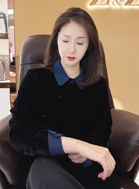 【珍珍休闲馆】国潮新中式气质时尚复古宽松撞色长袖上衣93075