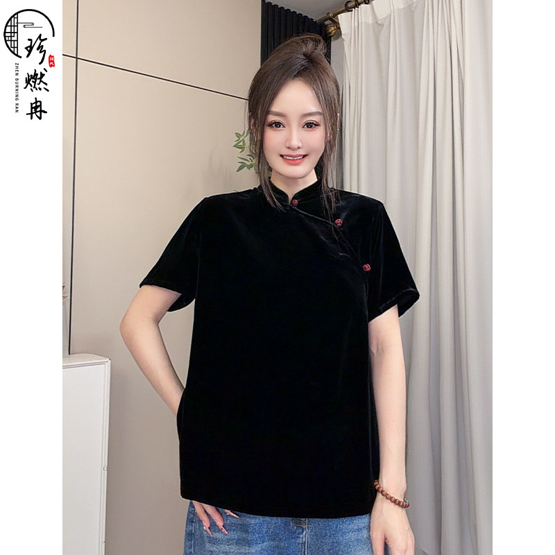 【珍珍休闲】夏季时尚黑色中国风气质新中式国风上衣S-14828
