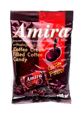 泰国缅甸进口特产UNITED红咖啡糖绿色奶糖喜糖Amira夹心咖啡糖