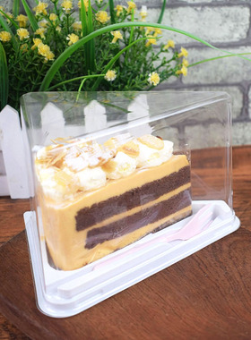 芒果草莓黑森林慕斯千层盒三角形蛋糕切块包装盒加高透明西点盒子