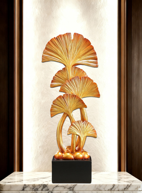 入户玄关银杏叶高级竖高摆件客厅电视柜旁边落地装饰新家乔迁礼物