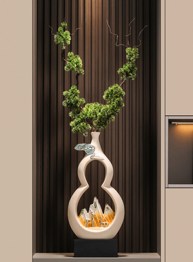 葫芦假山花瓶摆件入户玄关客厅插花仿真花装饰高级感乔迁开业礼物