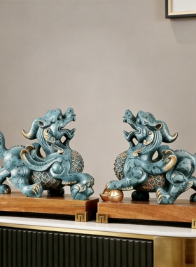 新中式貔貅摆件一对招财镇宅客厅玄关办公室酒柜装饰店铺开业礼品