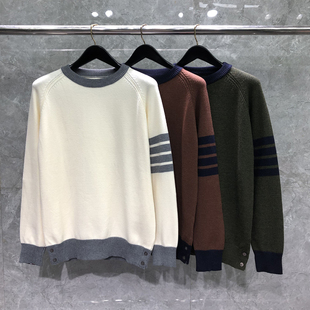 tb四条杠毛衣男间边落肩圆领宽松内搭针织衫男女款装秋冬款毛线衣