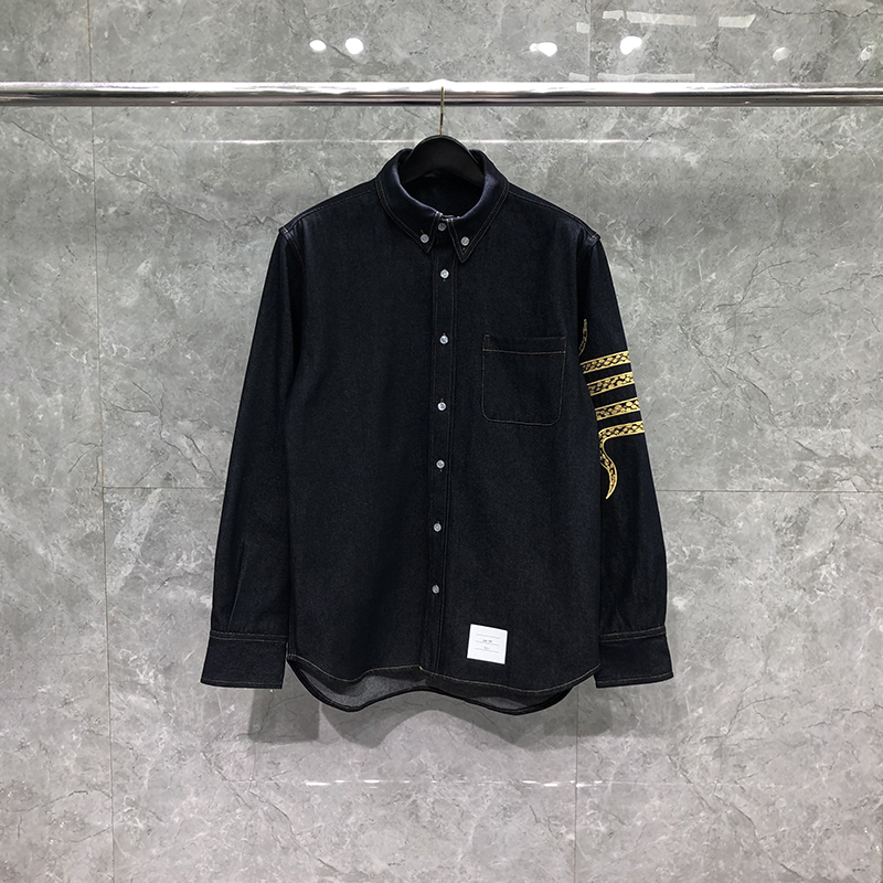 TB牛仔衬衫长袖男生春秋外套夹克