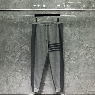 TB裤子色织纯棉侧边拼色间条束脚卫裤休闲运动长裤四杠男女情侣装