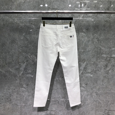 TB白色九分牛仔裤9分裤小脚长裤