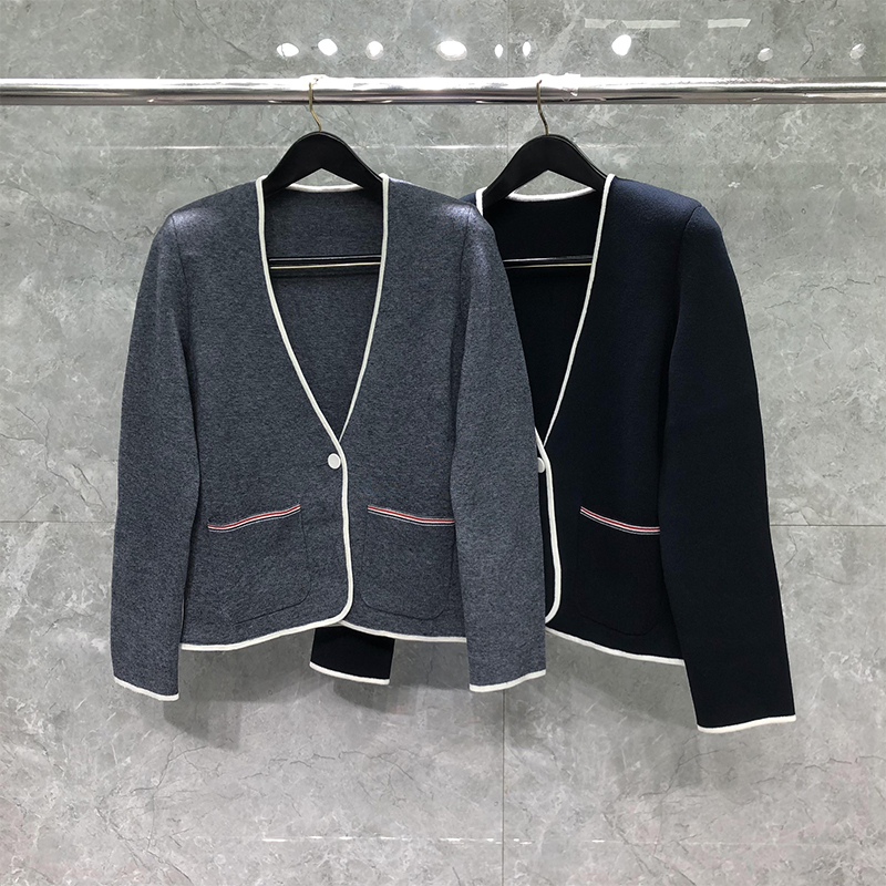 TB羊毛衫毛衣针织开衫设计感V领