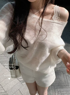 CHU小初/绵云轻轻/自带柔雾感 白色宽松针织上衣 软糯不扎