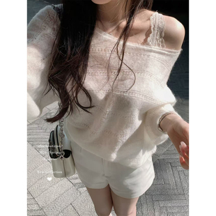 2/28 绵云轻轻/自带柔雾感 白色宽松针织上衣 软糯不扎