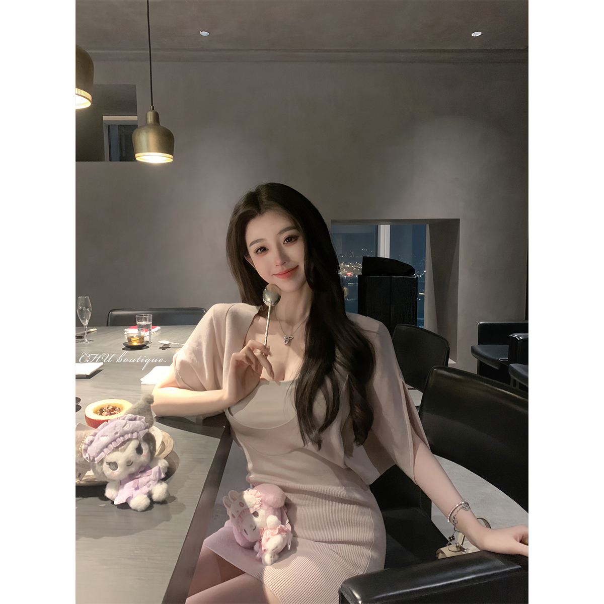 CHU小初/不费力的美丽日常～针织裙x胸垫吊带套装 温柔且松弛