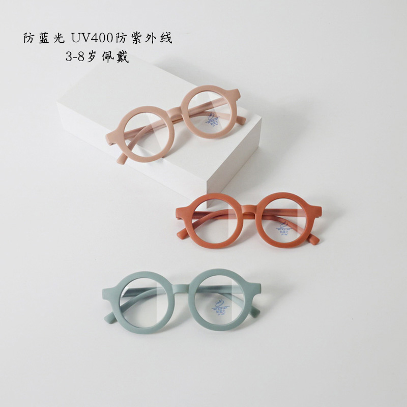 宝宝防蓝光眼镜时尚复古圆框