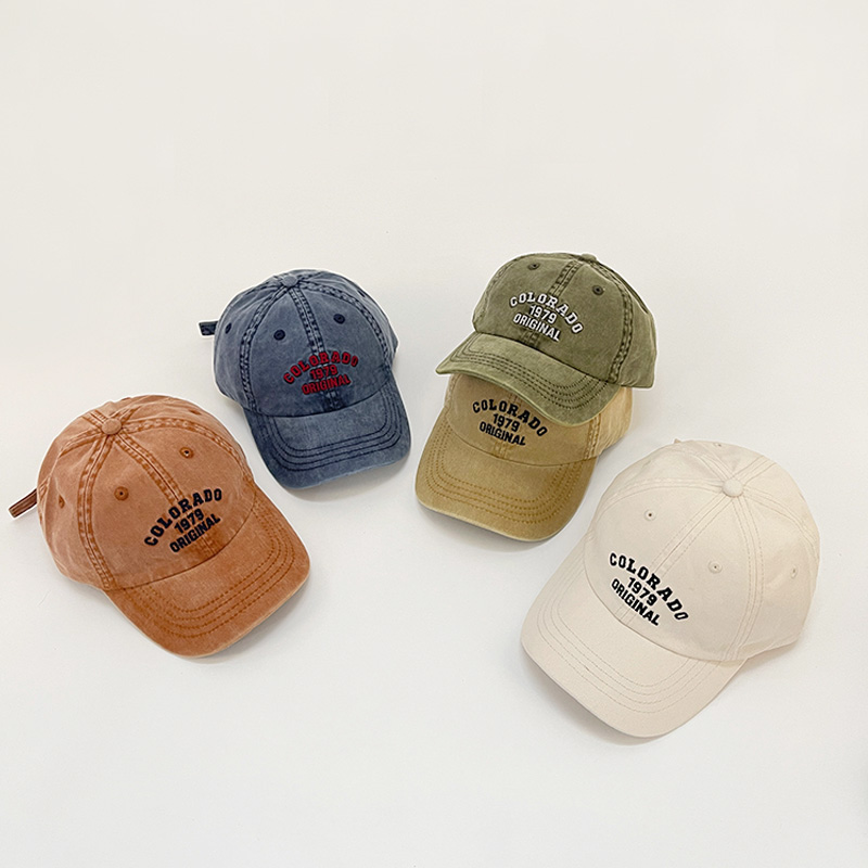 儿童做旧棒球帽子复古水洗牛仔帽男童女孩潮流户外出街遮阳鸭舌帽