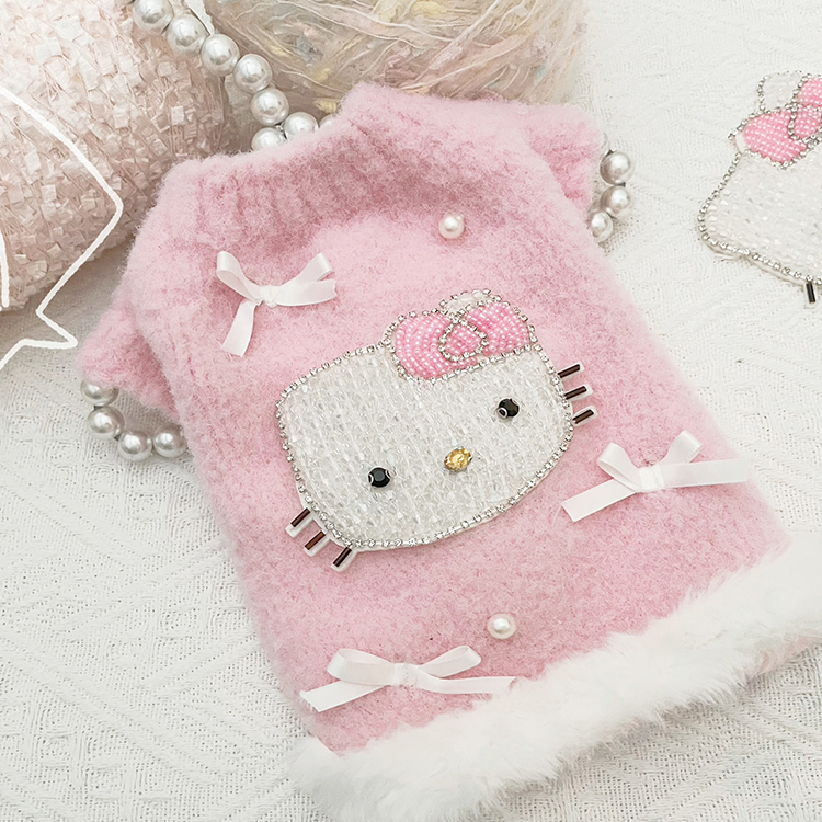 小兔子花边领仿貂绒毛衣