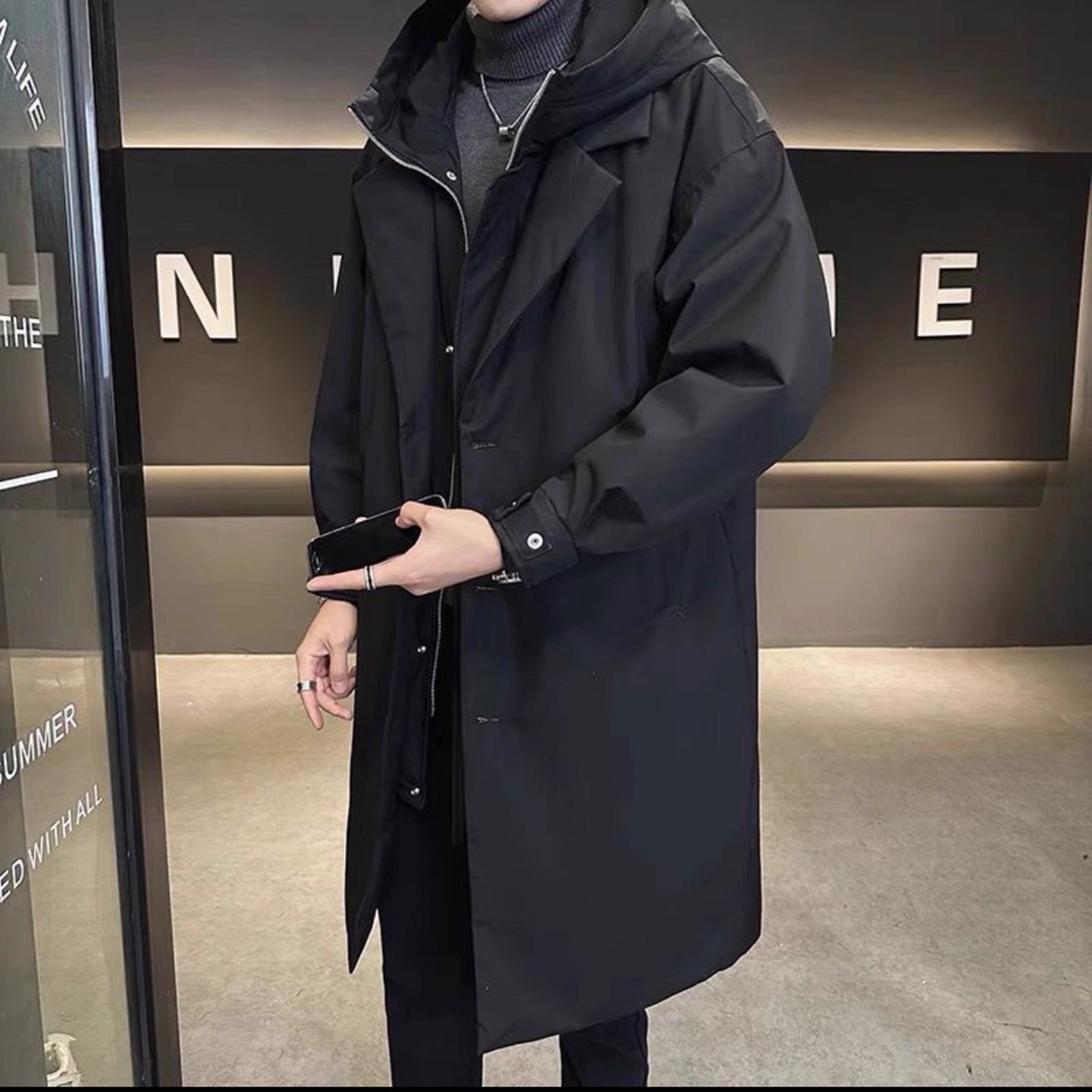 美丽精选好物总裁定制冬季羽绒服加厚连帽防寒新款假两件韩版风衣