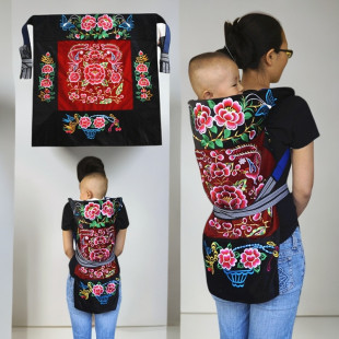 云南老式 婴儿背带四川传统背布小孩背巾广东背娃背篼宝宝外出裹背