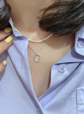 椭圆形极简风吊坠项链网红同款