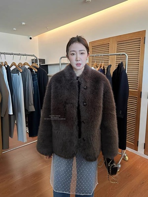 十三行widelia陈姬儿韩保暖毛毛短款上衣百搭一体外套女秋冬9290