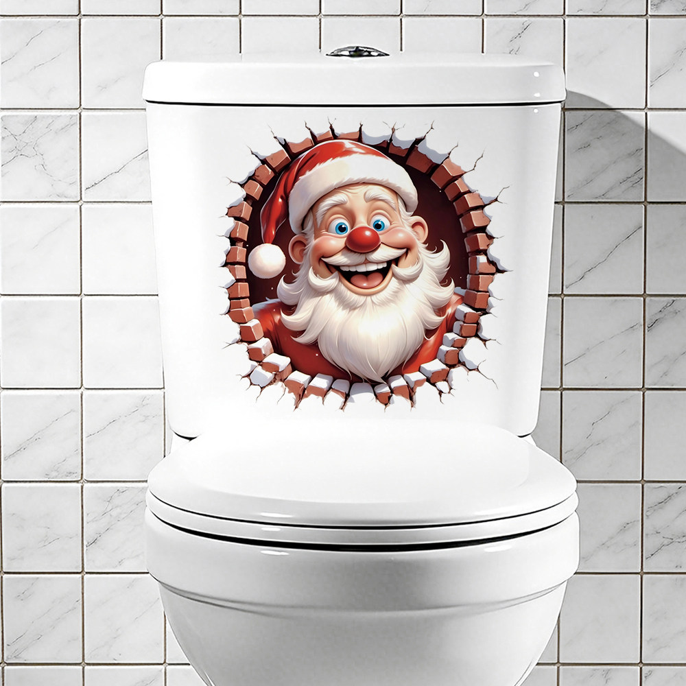 LANAN 圣诞老人破洞马桶贴3d效果墙贴房间美化装饰贴纸简易不留痕