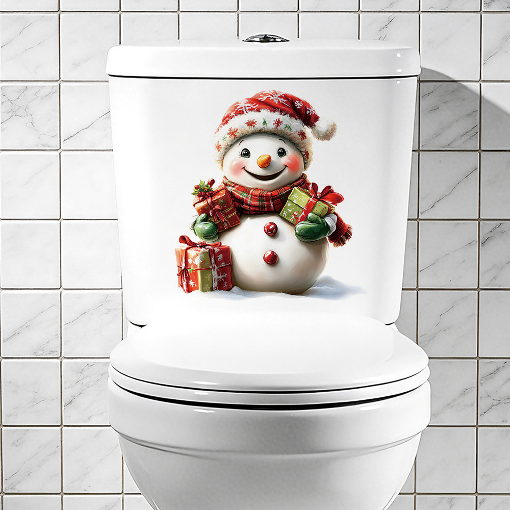 LANAN 圣诞雪人马桶盖贴花自粘墙贴卧室房间美化装饰贴纸简易无痕