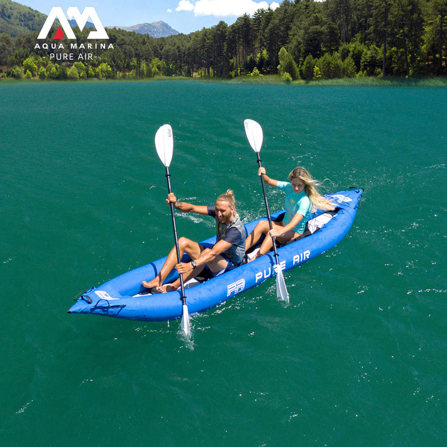 AquaMarina乐划PUREAIR充气皮划艇双人拉丝底独木舟钓鱼船橡皮艇