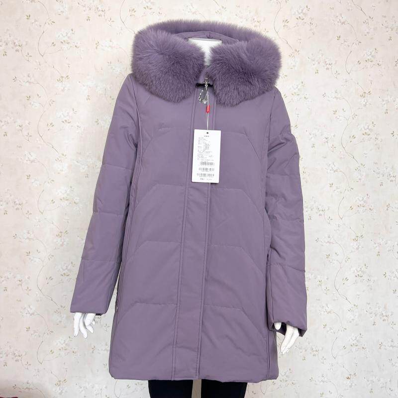 鸭鸭羽绒服专柜正品女22年冬新款中老年狐狸毛领中长YE2V615548M