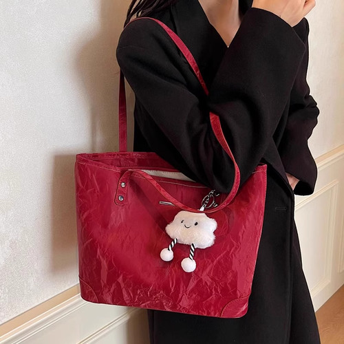 大容量红色托特包婚礼新娘结婚包