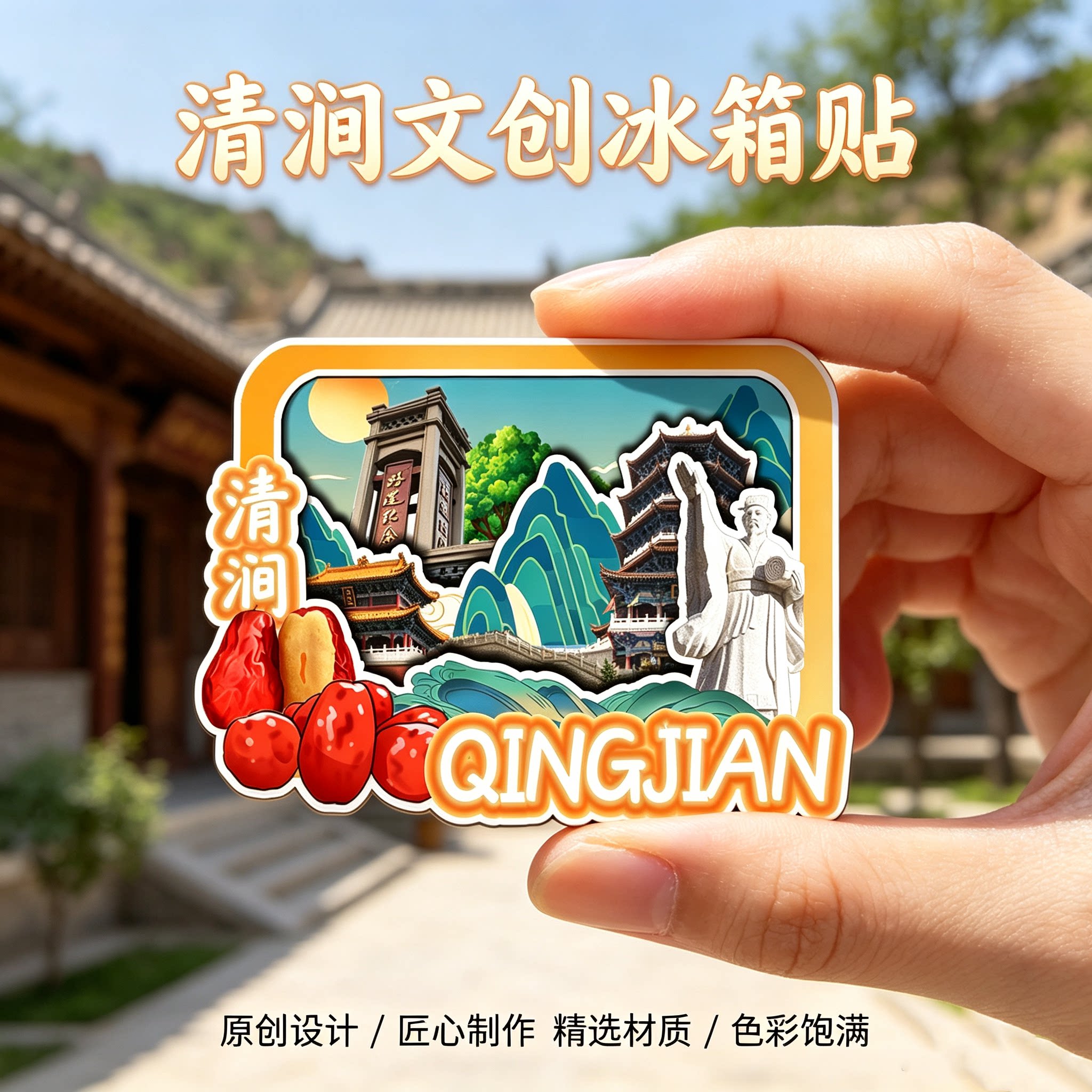 榆林清涧木质磁吸冰箱贴纪念品