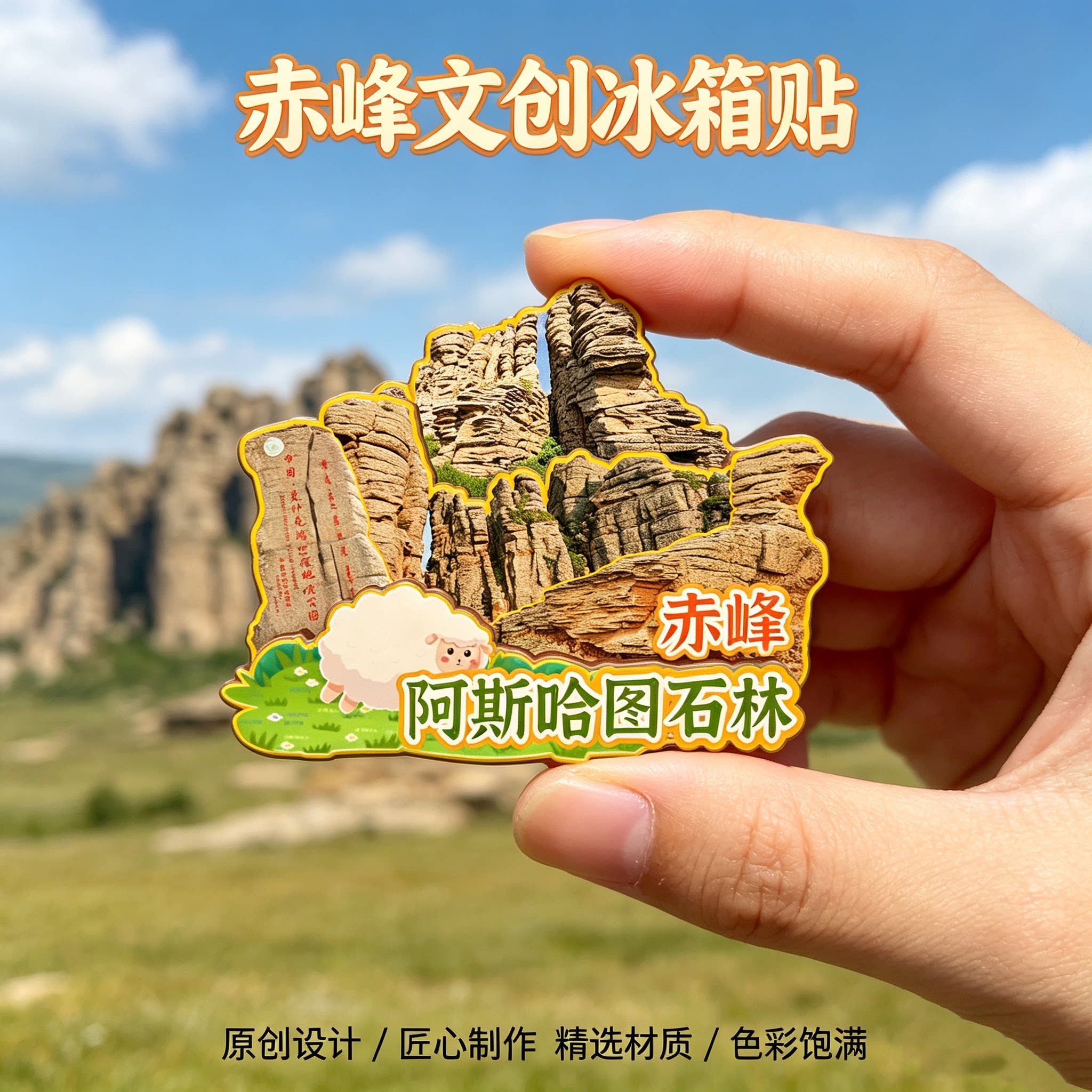 内蒙古赤峰木质磁吸冰箱贴纪念品