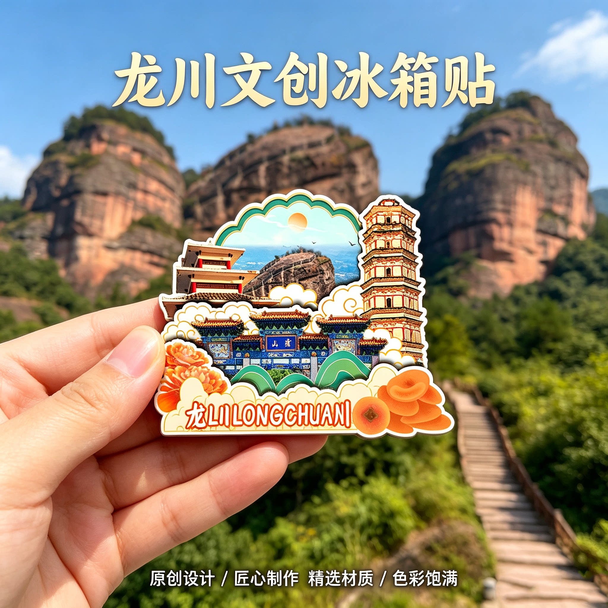 磁吸冰箱贴龙川霍山风景区纪念品