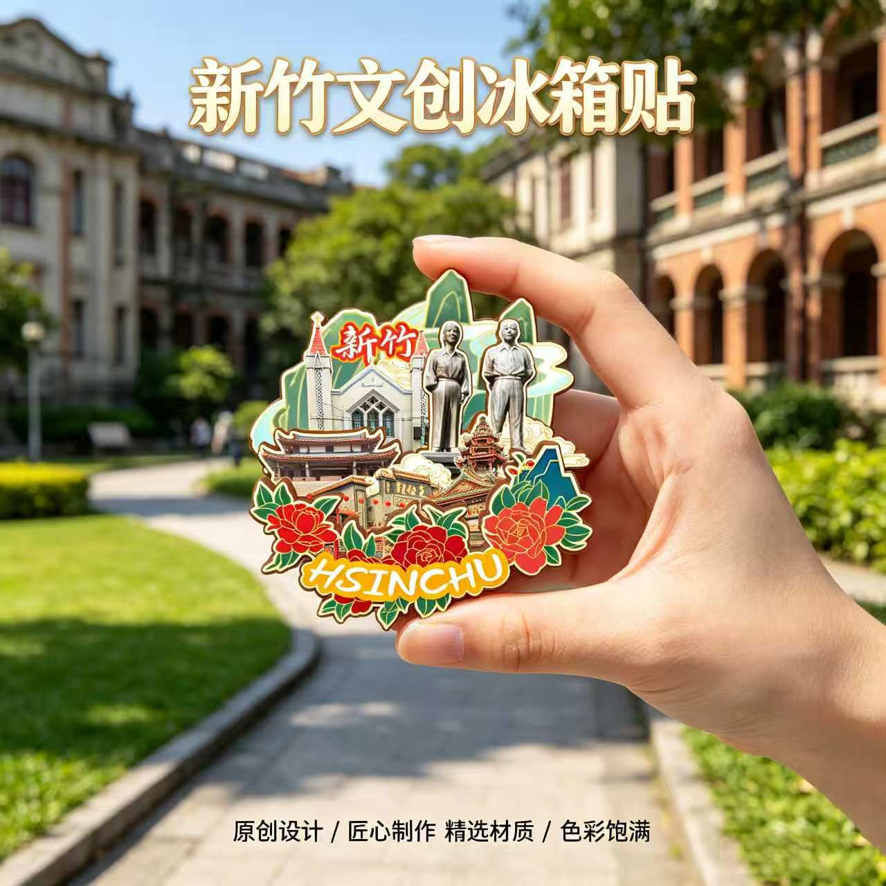 台湾新竹木质磁吸冰箱贴纪念品
