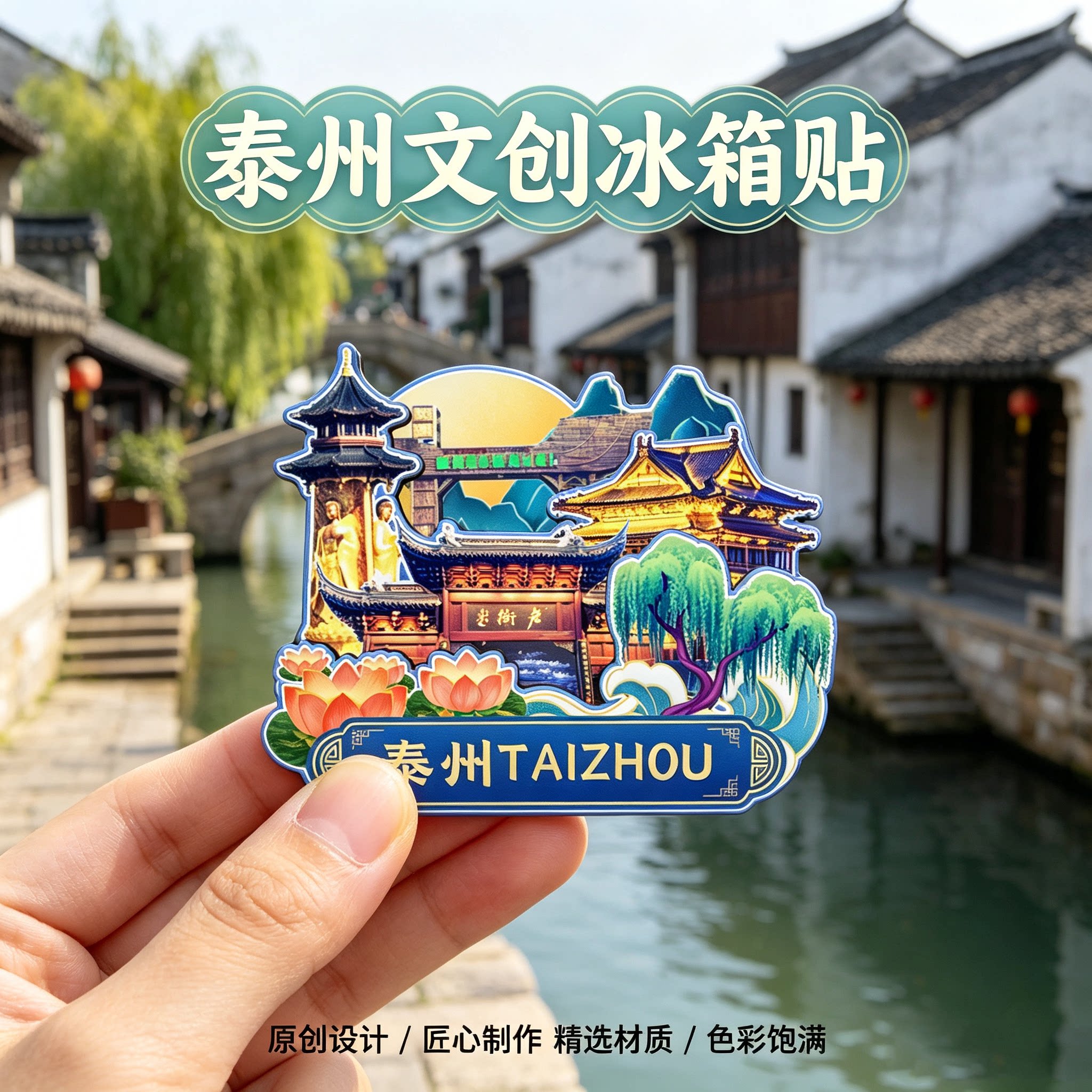 江苏泰州木质磁吸冰箱贴纪念品