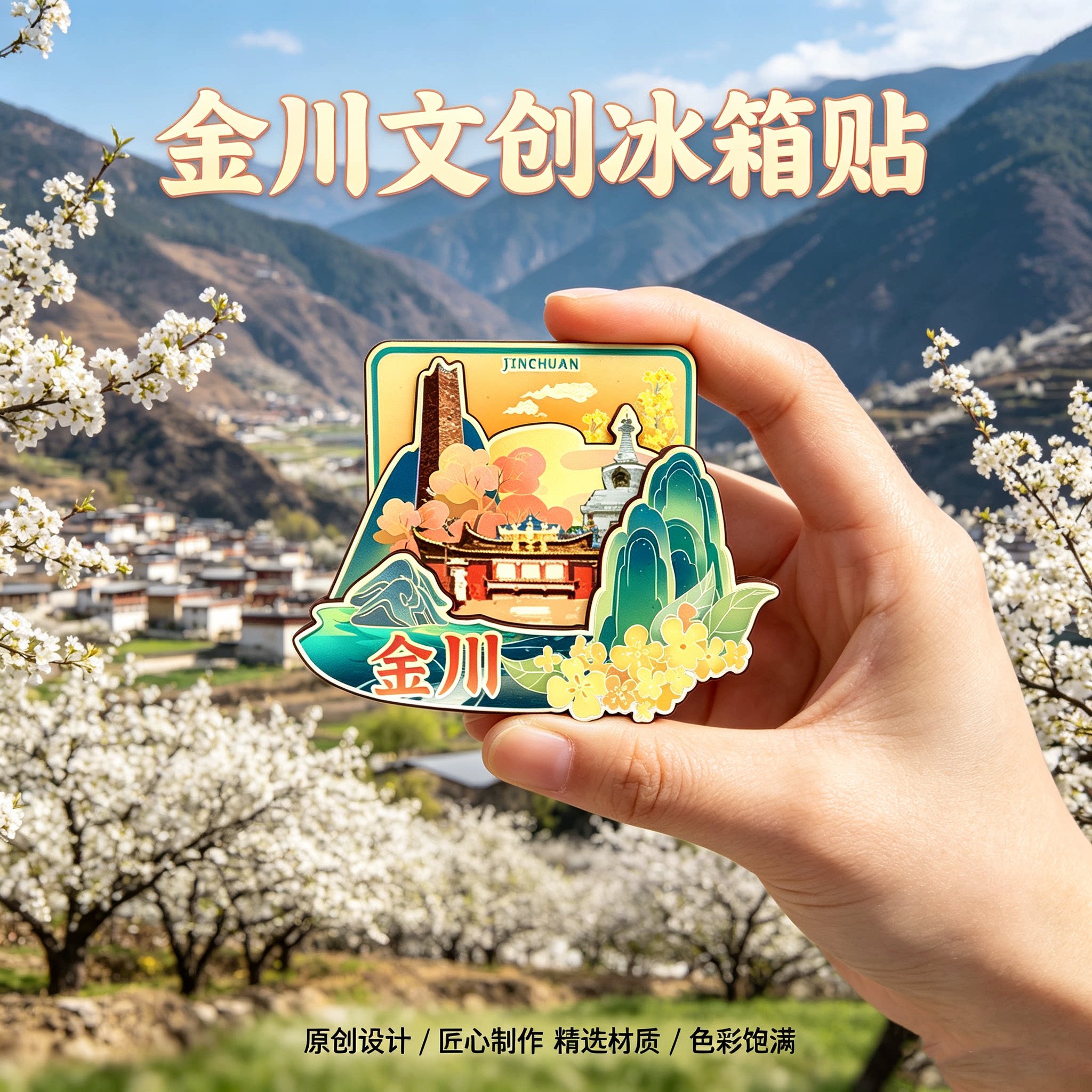 阿坝州金川木质磁吸冰箱贴纪念品