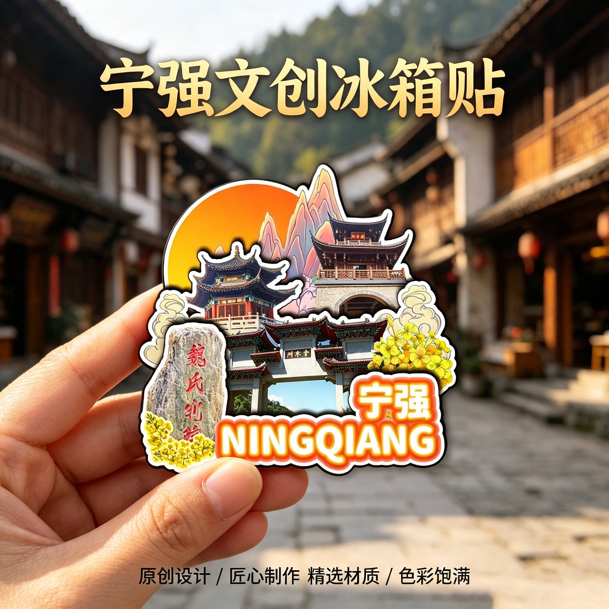 汉中宁强木质磁吸冰箱贴纪念品