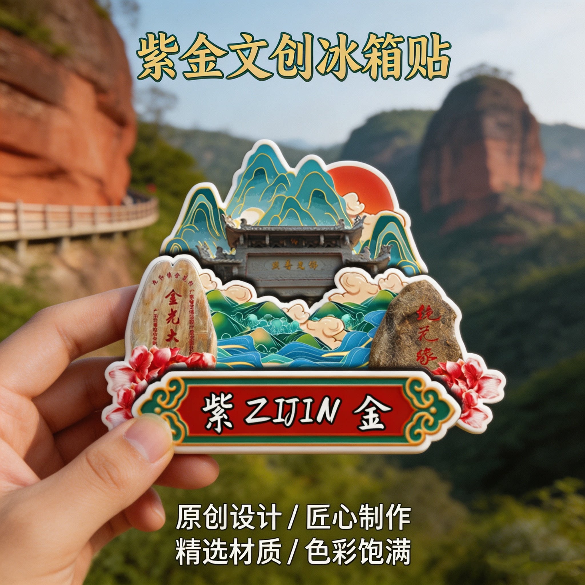 磁吸冰箱贴紫金御临门温泉纪念品