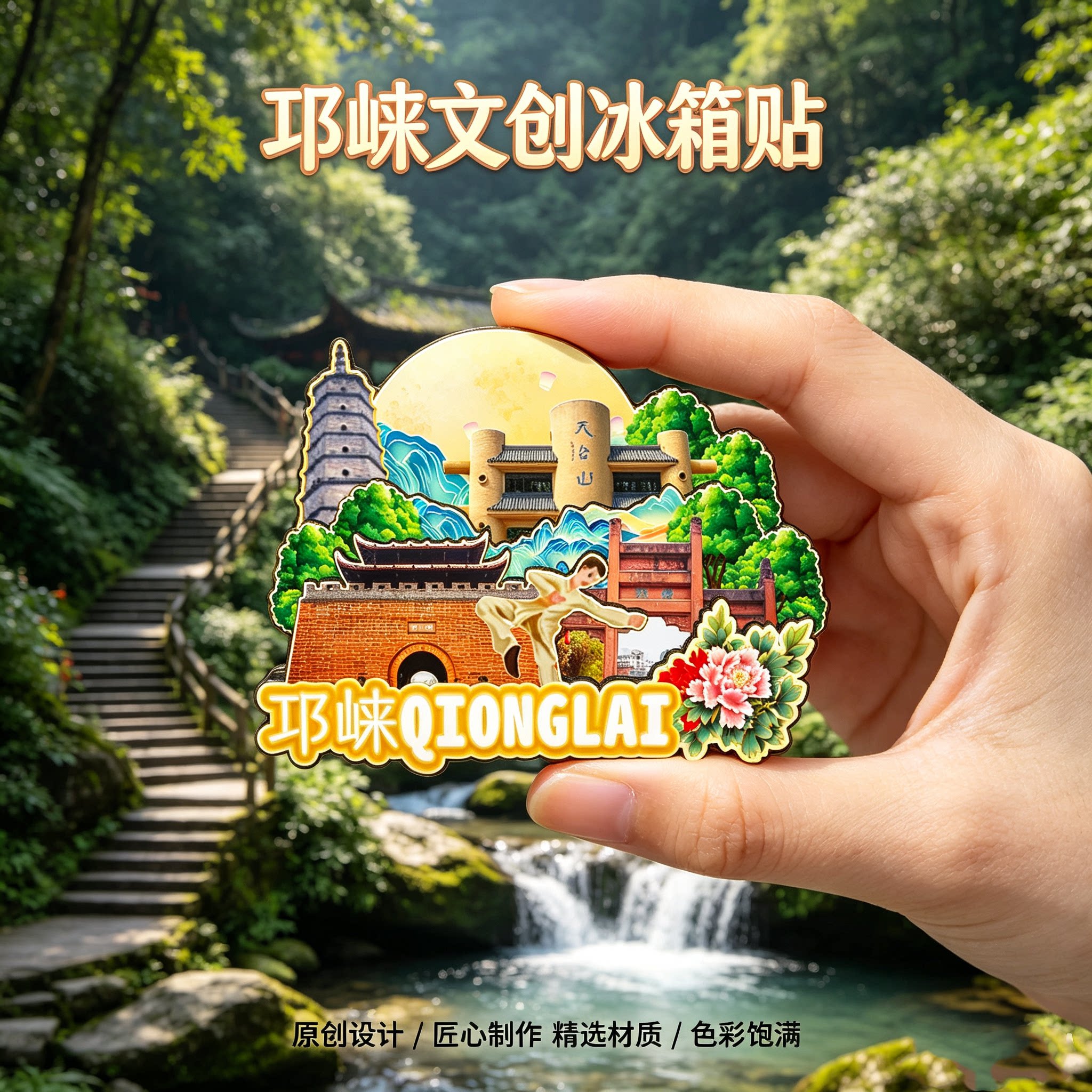 成都邛崃木质磁吸冰箱贴纪念品