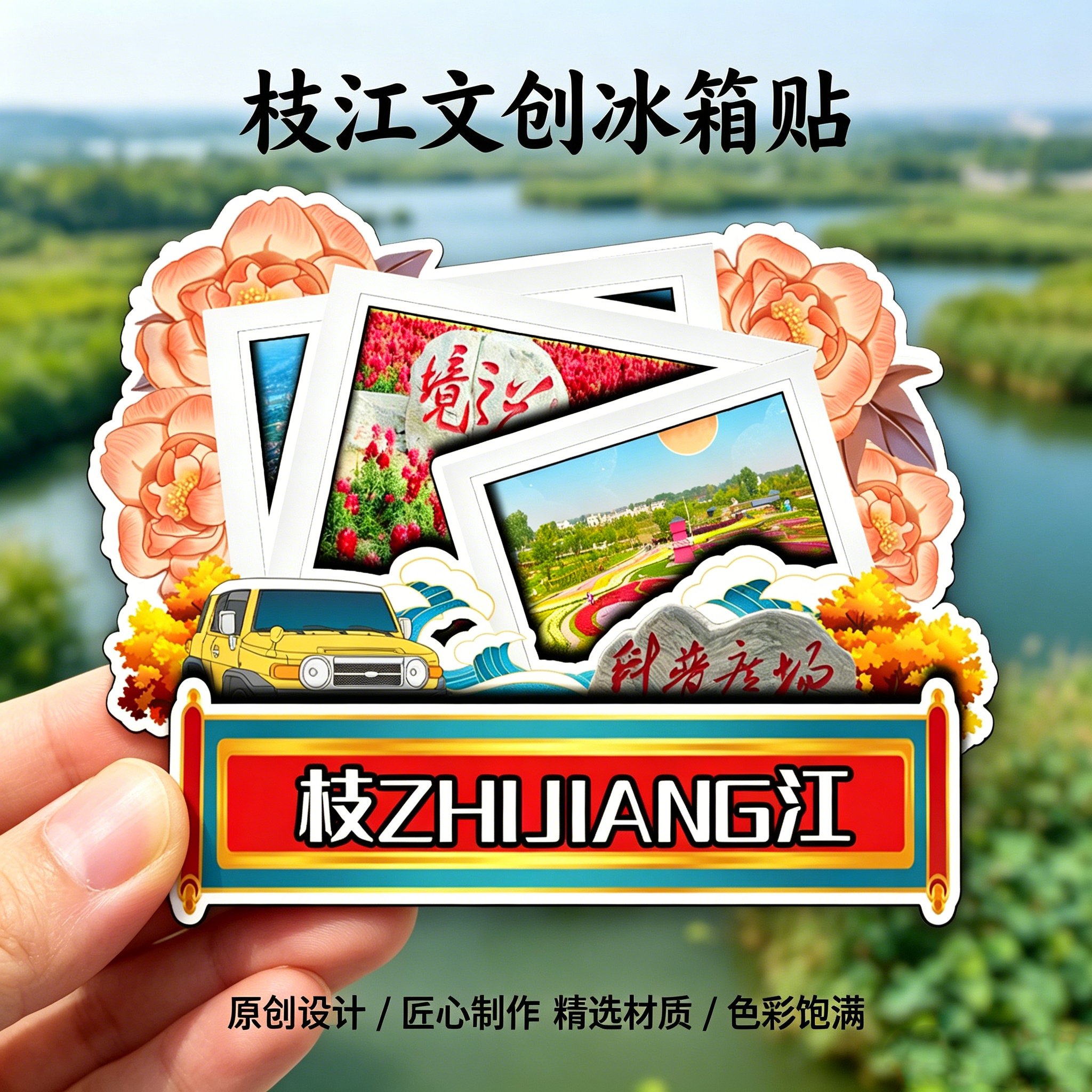 磁吸冰箱贴枝江金湖百里洲纪念品