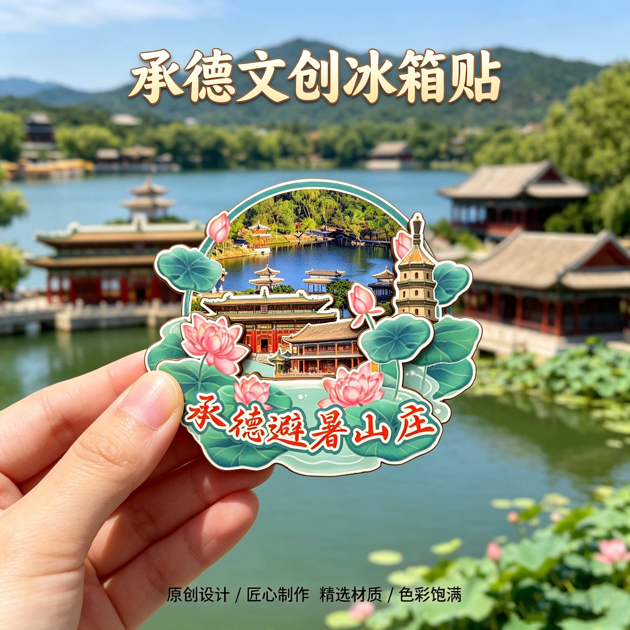 河北承德木质磁吸冰箱贴纪念品