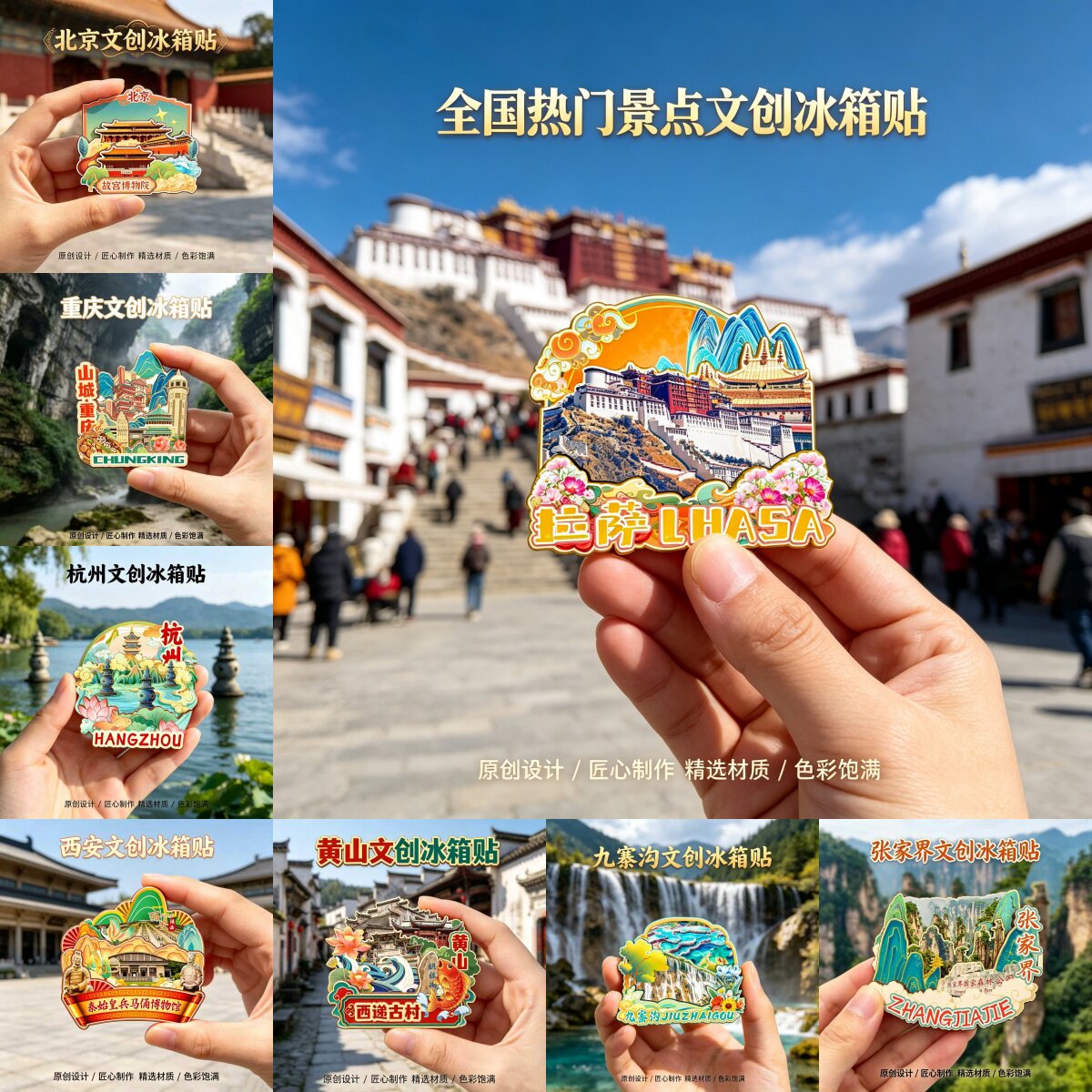 全国热门景点木质磁吸文创冰箱贴
