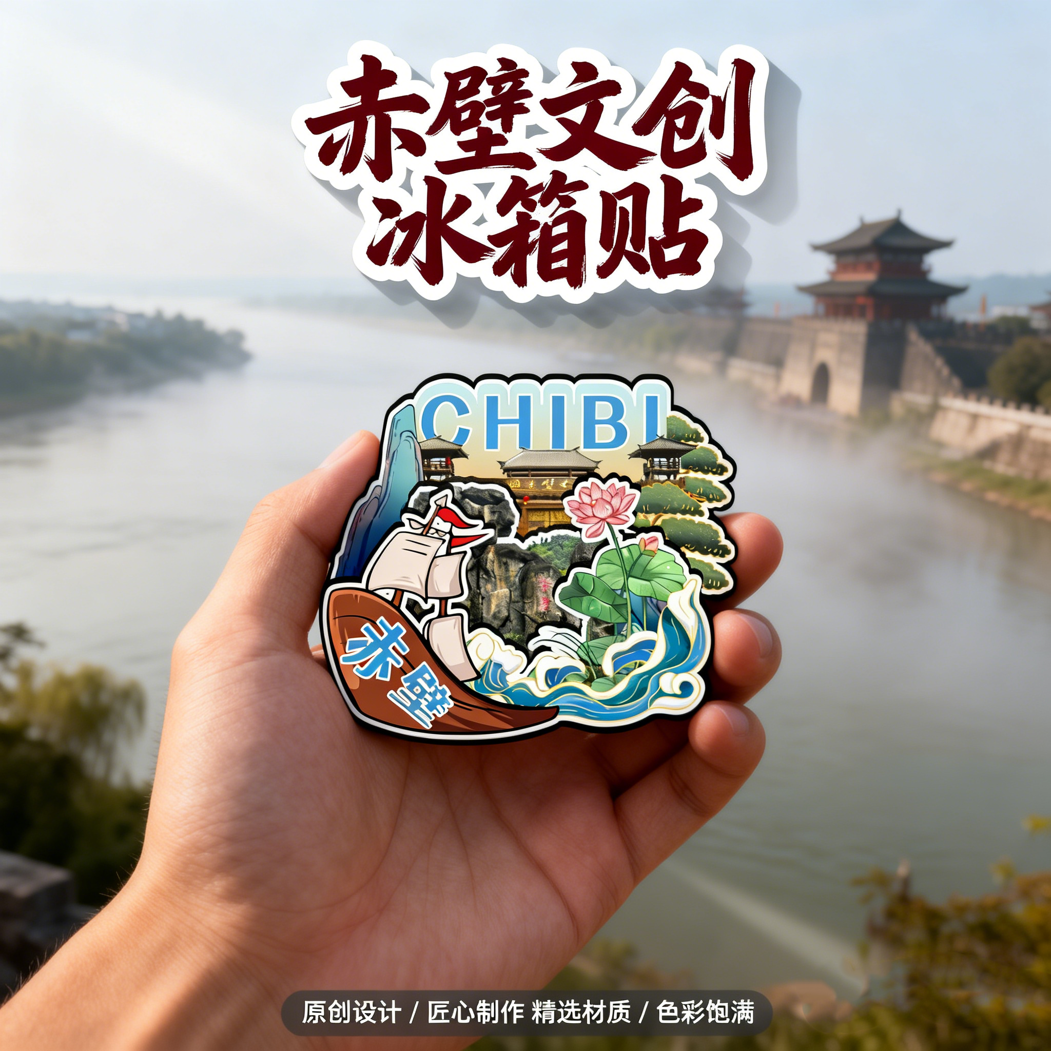 磁吸冰箱贴赤壁三国赤壁纪念品