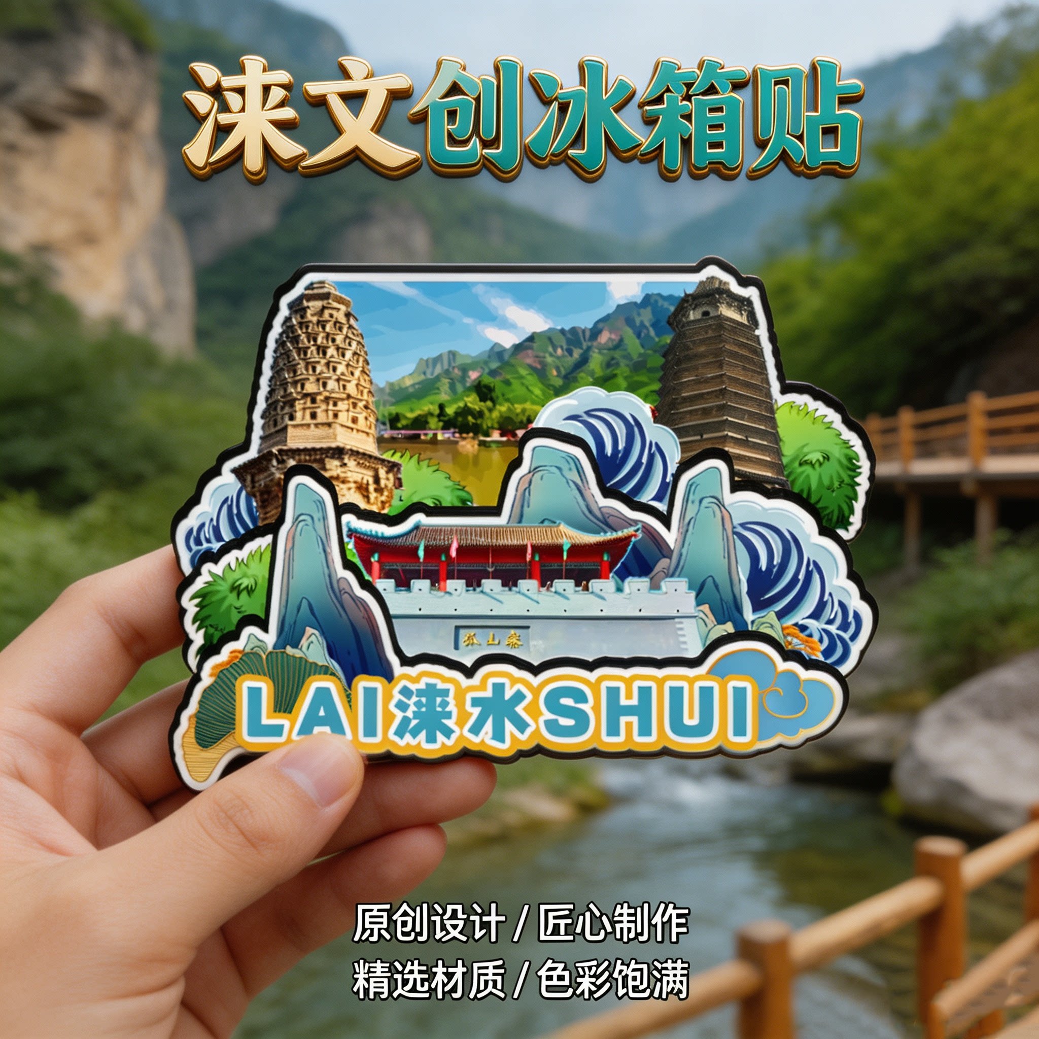 保定涞水木质磁吸冰箱贴纪念品