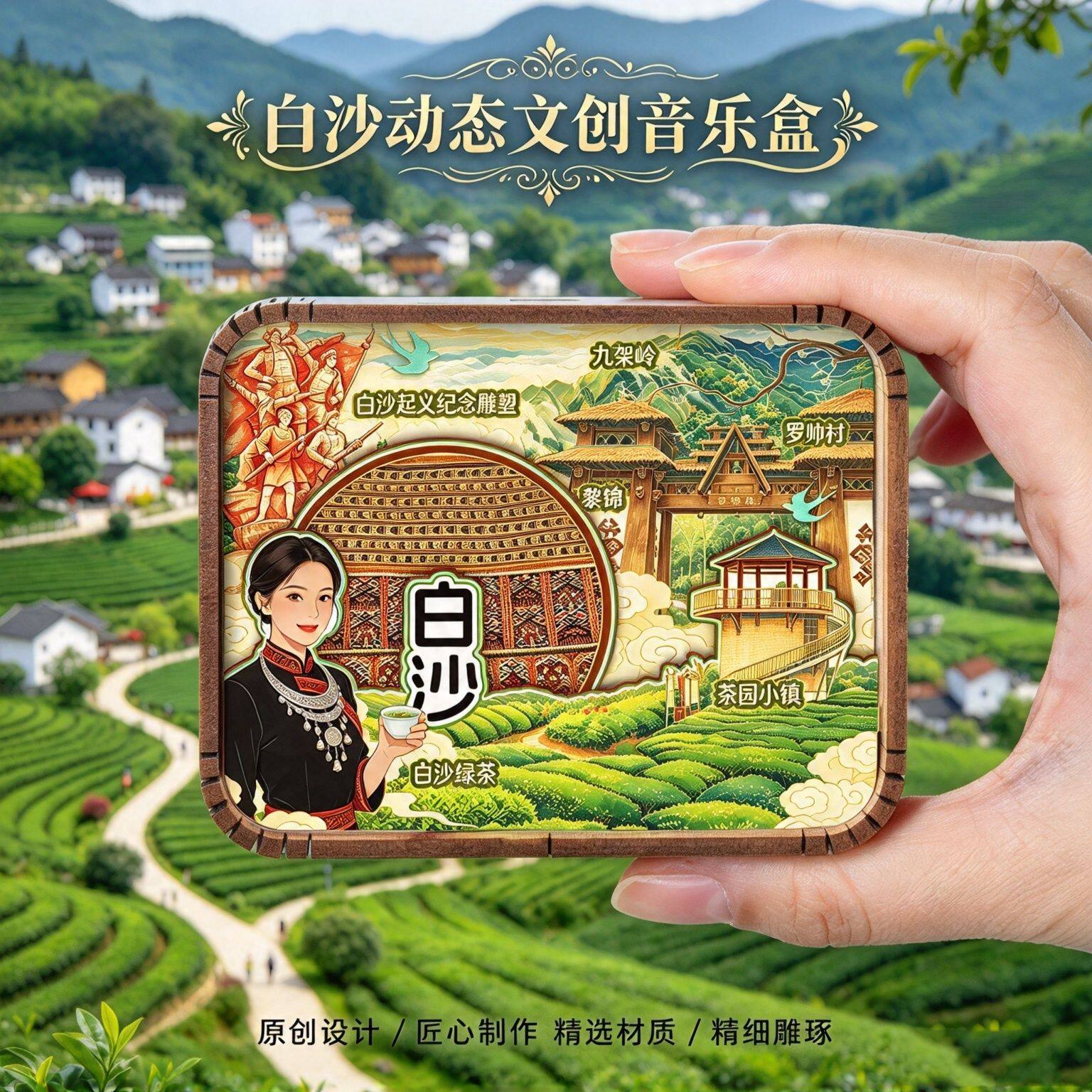 海南白沙文创木质音乐盒茶园小镇