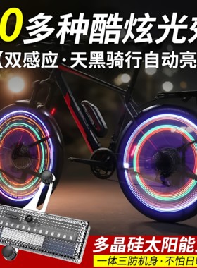 自行车夜骑风火轮闪光车灯
