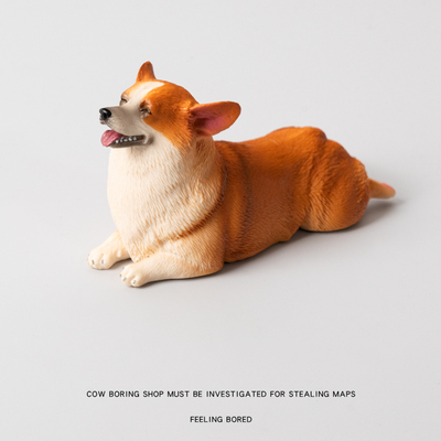 大号小狗柯基车载桌面摆件模型